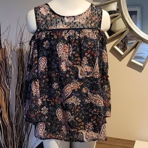 Cold shoulder paisley print blouse